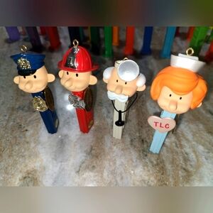 Special edition nurse, doctor, firefighter, police pez ornaments.